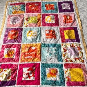 35”x42” Handmade Cotton Baby Quilt. Patchwork Kids Quilt.